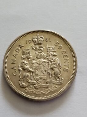 1961 Canadian 50 Cents Coin - Silver Tone